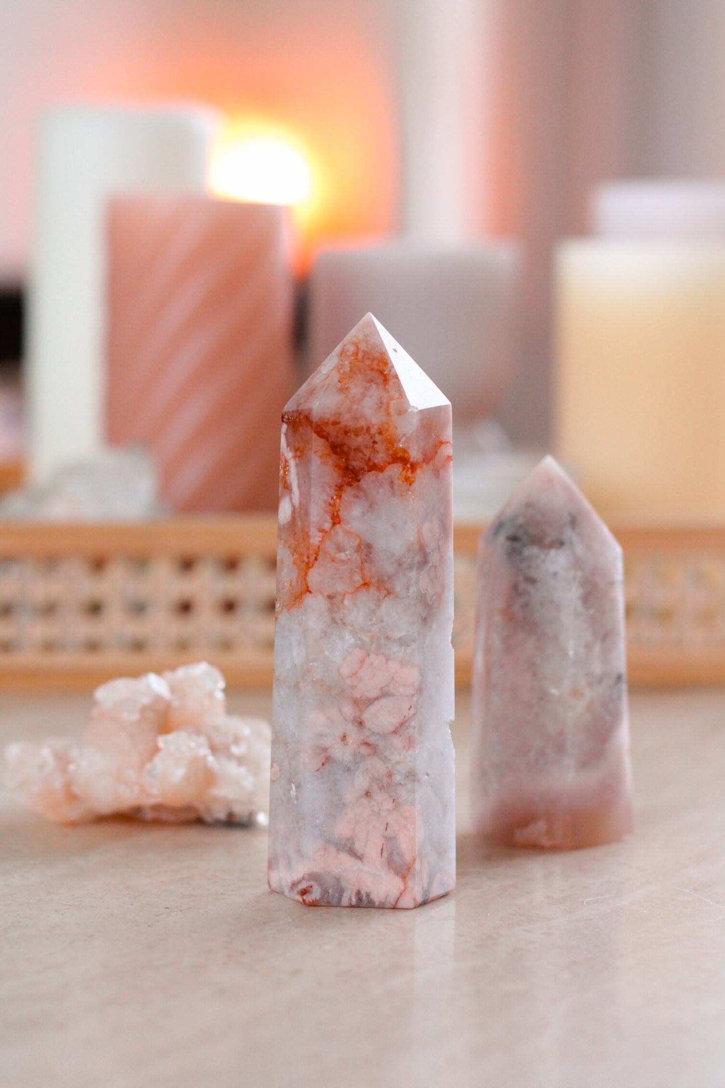 Productfoto van de Flower Agaat tower in 2 varianten; medium en groot.