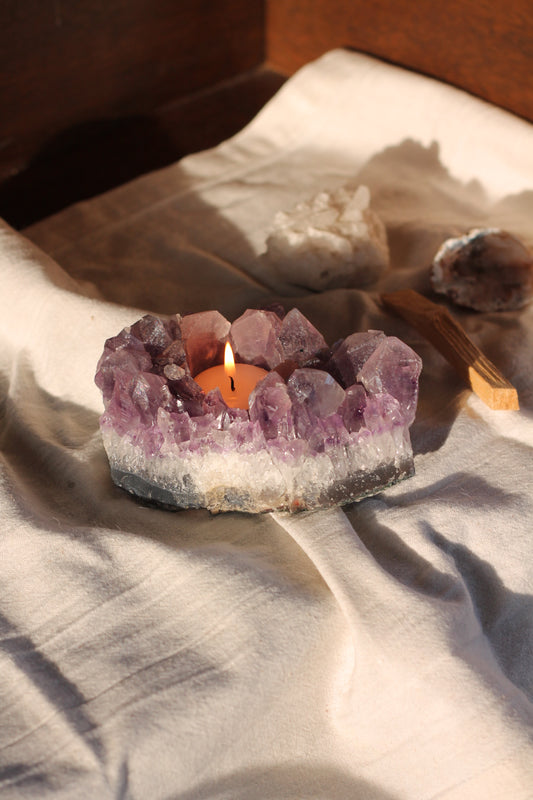 Amethist cluster theelichtje