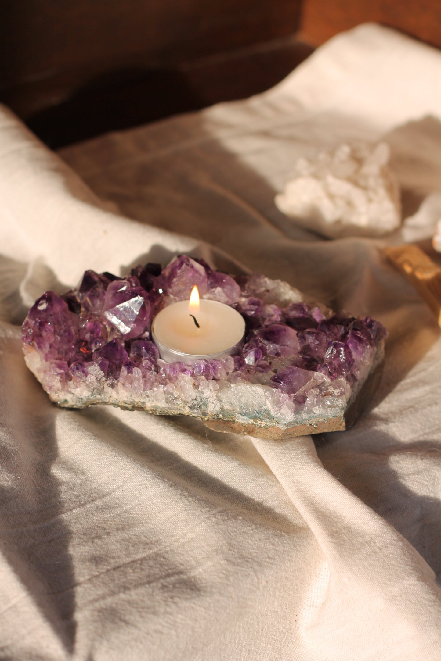 Amethist cluster theelichtje