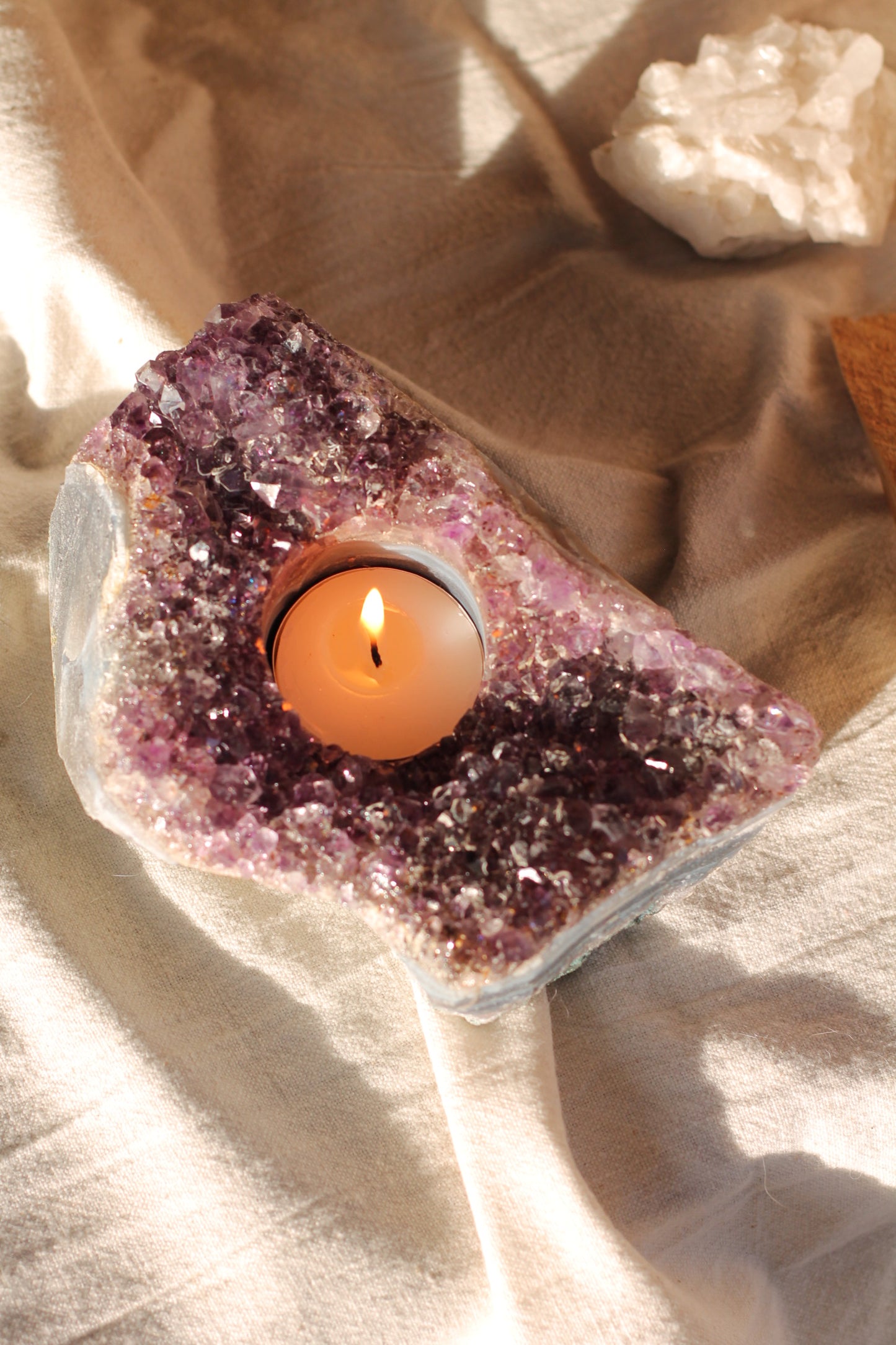 Amethist cluster theelichtje