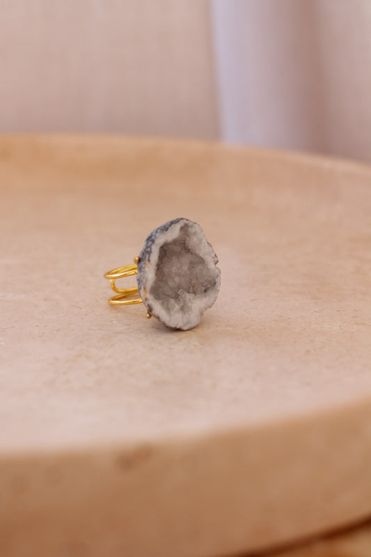 Kwarts Geode Ring