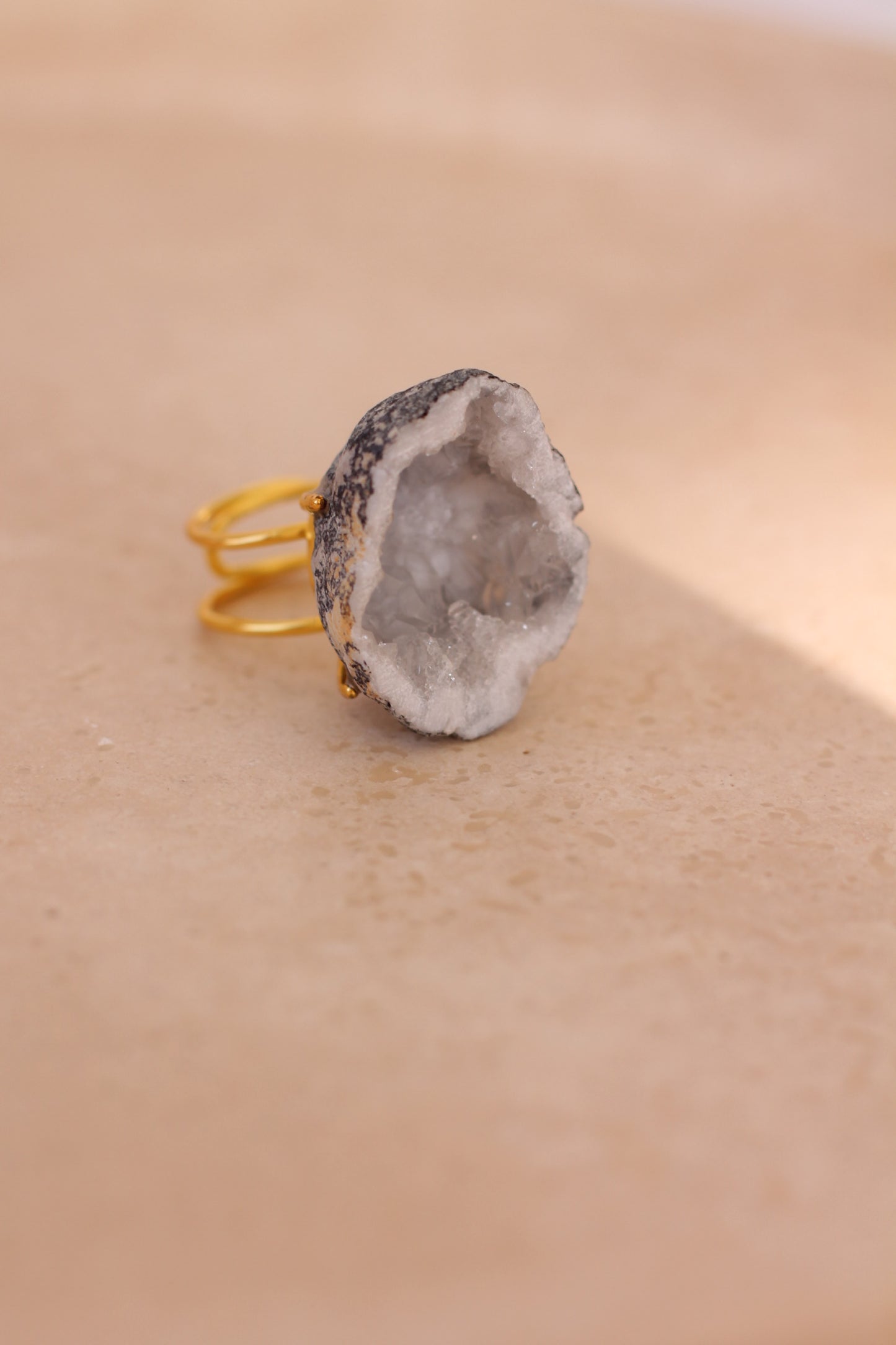 Kwarts Geode Ring