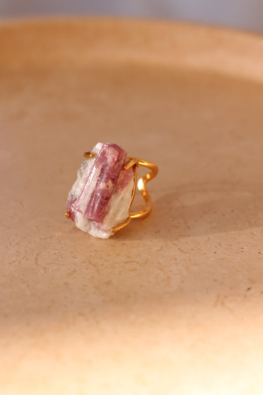 Roze Toermalijn Ring - Raw