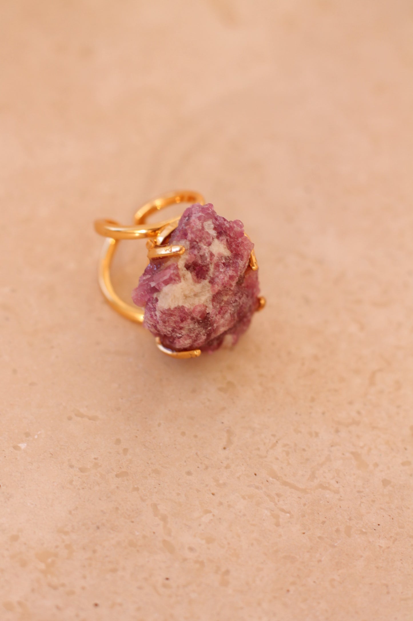 Roze Toermalijn Ring - Raw