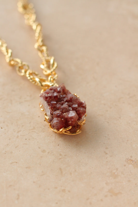 Rode Kwarts Necklace - Raw